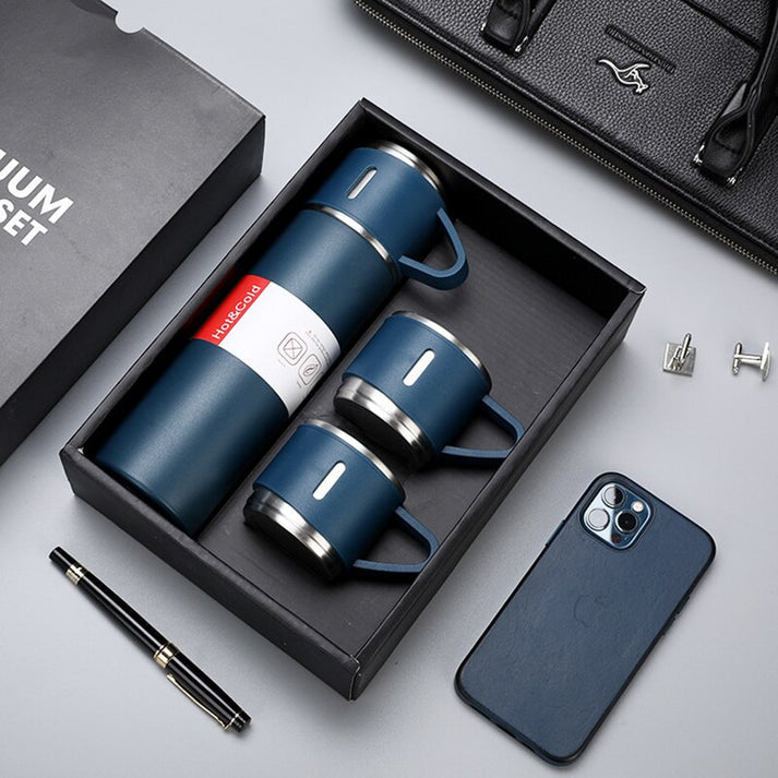 Hot&Cold™ - Stainless Steel Vacuum Thermo Travel Bottle & Mug Set - the ultimate companion for your mobile lifestyle!