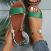 Fonio™ - Faux Pearl Metal Ankle Strap Slip On Sandals [Last Day Off]