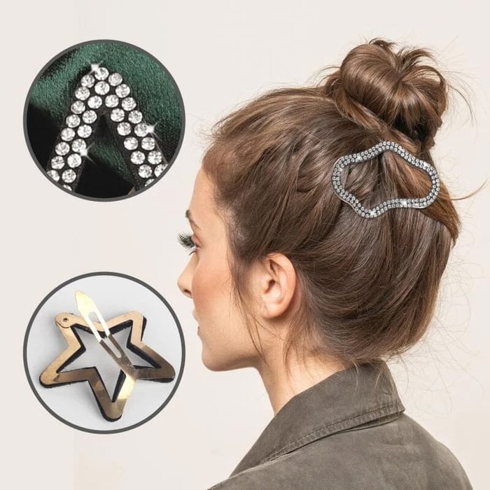Glamclips Rhinestone Snap Hair Clips Set of 4 PCS