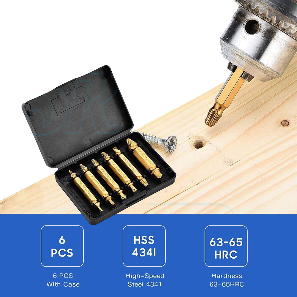 6pcs Damaged Screw Extractor Drill Bits
