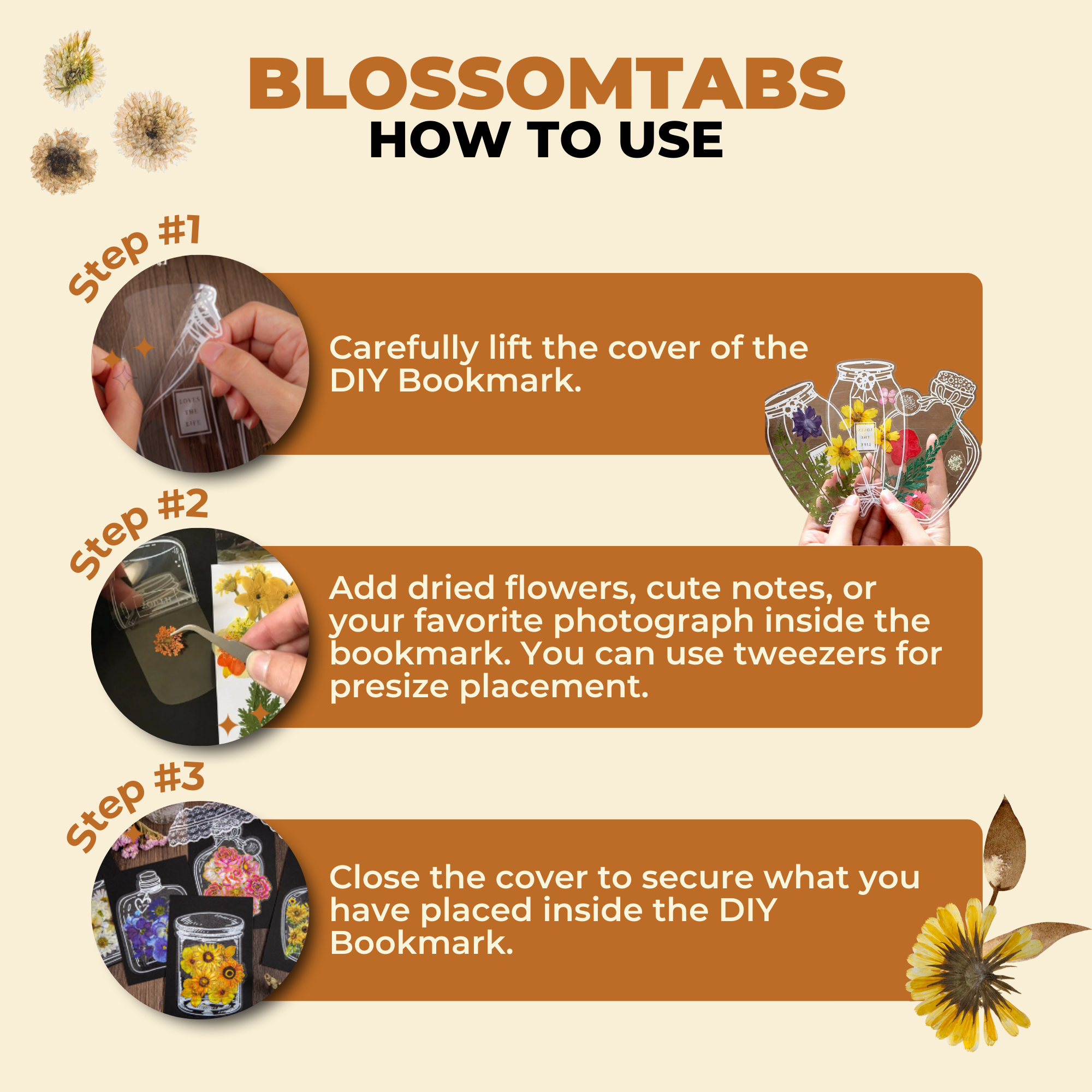 BlossomTabs - DIY Transparent Bookmarks