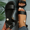 Fonio™ - Faux Pearl Metal Ankle Strap Slip On Sandals [Last Day Off]