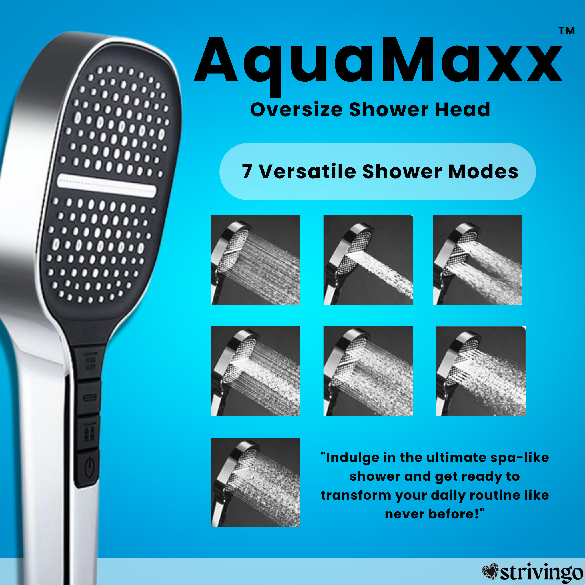 AquaMaxx™ Oversized 7 Modes Shower Head incl. Hose & Holder