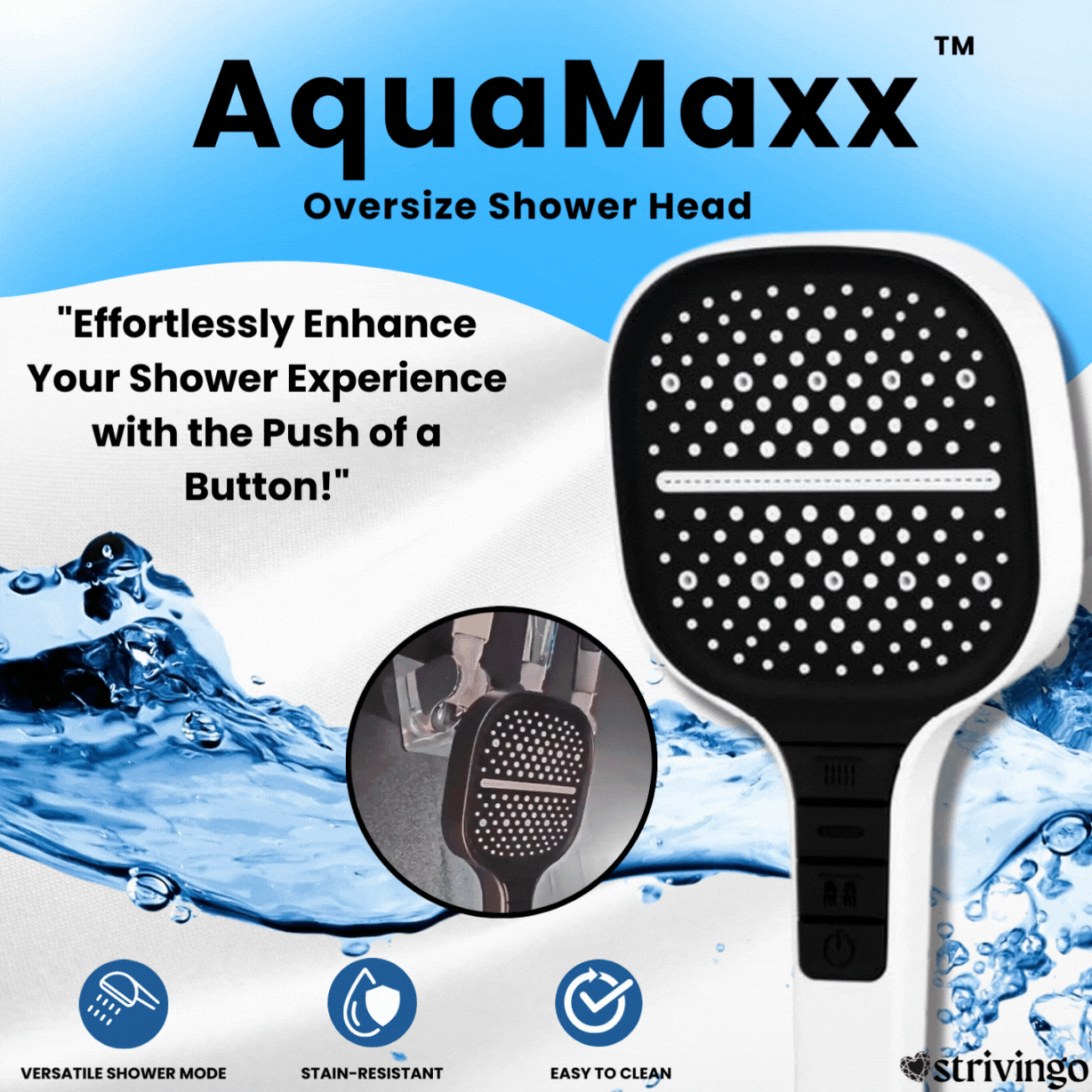 AquaMaxx™ Oversized 7 Modes Shower Head incl. Hose & Holder