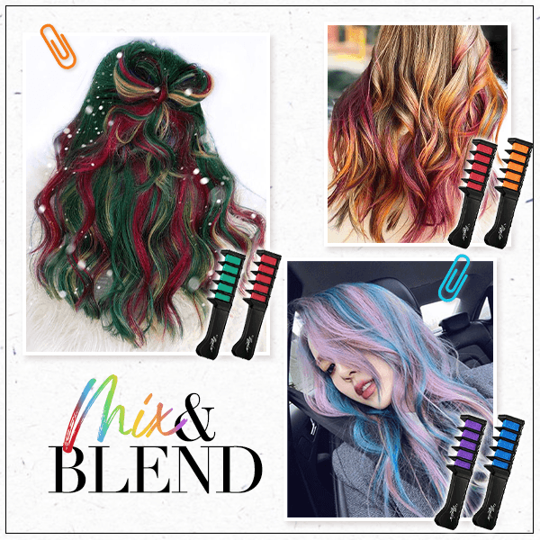 Kolocomb Temporary Hair Coloring Chalk Comb | Set of 10 Colors