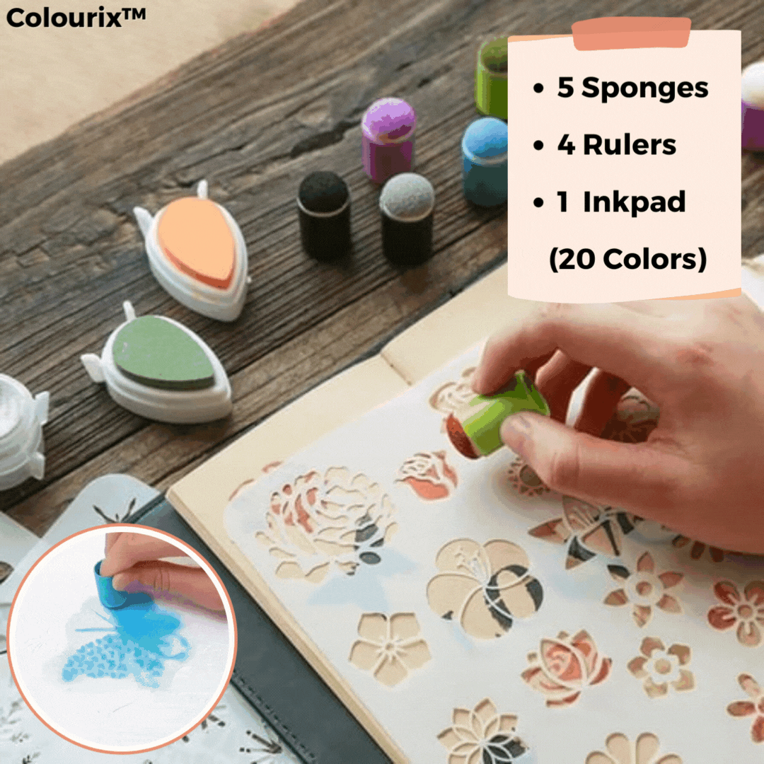 Colourix™ DIY Sponge Finger Painting Kit - 20 Colors Included