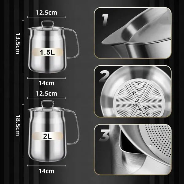 2-in-1 Oil Strainer Pot | Simplify Frying and Reuse Oil with Ease!