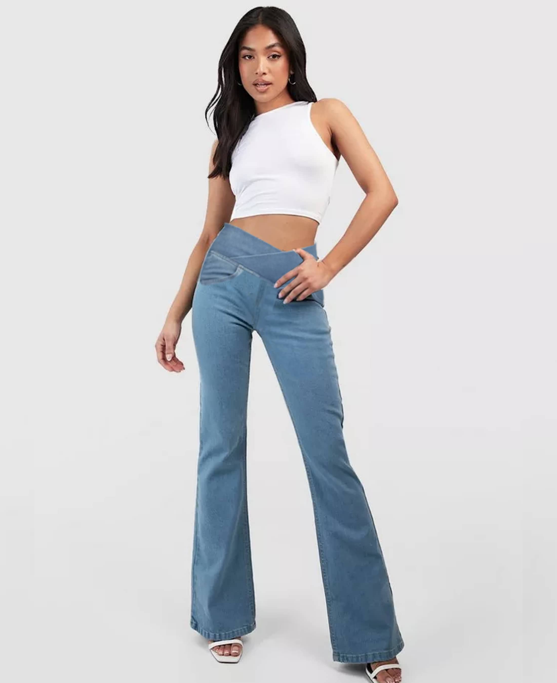 Beatrice™ - High-waisted crossover jeans