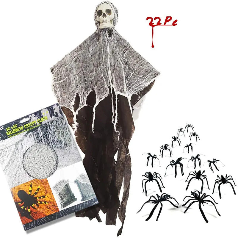 | Wraithskull Halloween Hanging Ghost Skull with Gauze