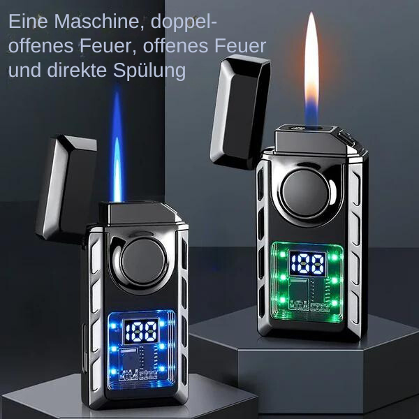 Doppelflammen-Feuerzeug™ Wiederaufladbar mit farbigen Lichtern