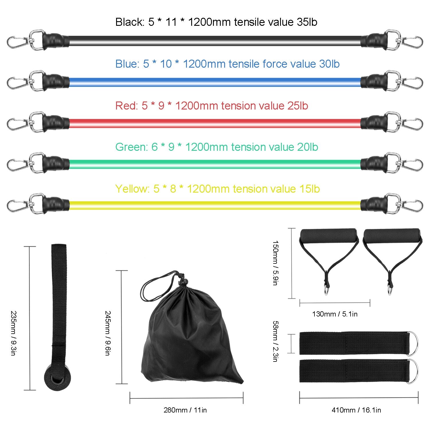 11 Pieces Resistance Bands Set Workout