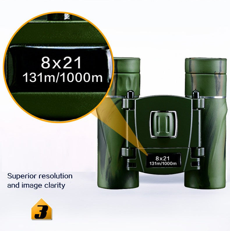 USCAMEL 8x21 Compact Zoom Folding Binoculars Long Range