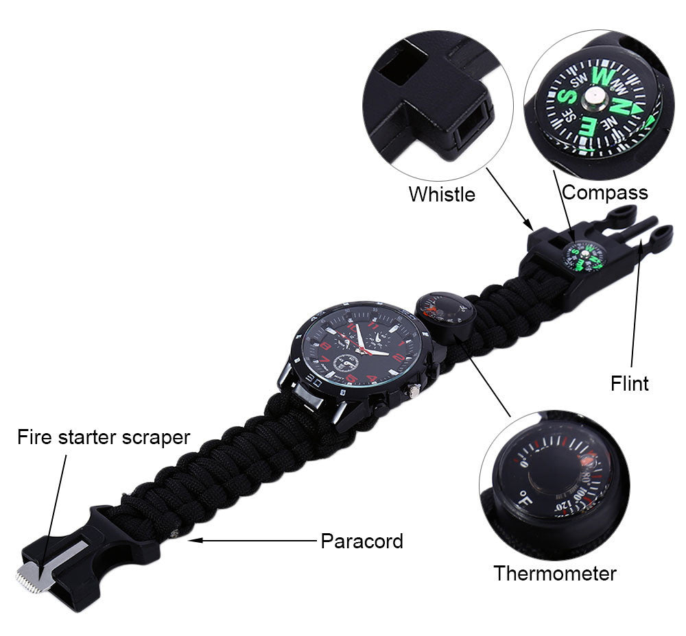 Multifunction Survival Paracord Bracelet Watch