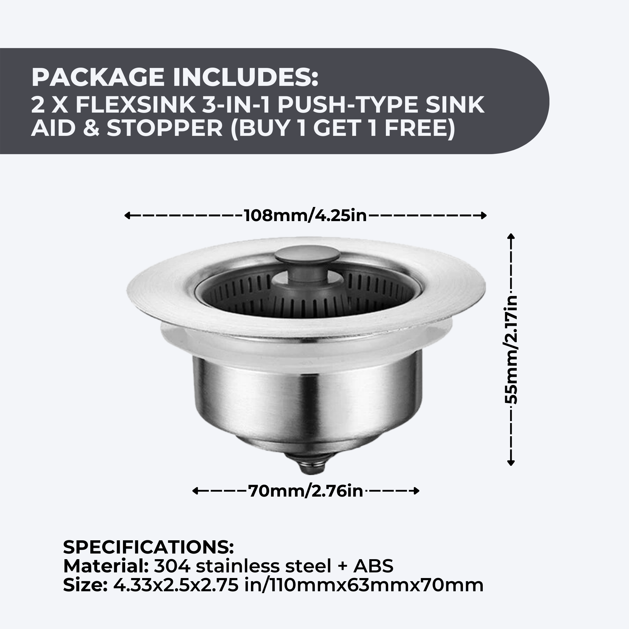 1+1 Free| FlexSink™ - 3-in-1 sink aid and stopper with pressure function