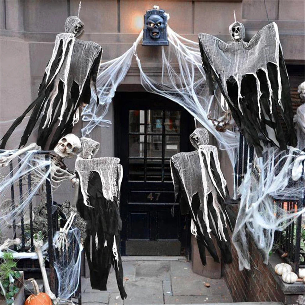 | Wraithskull Halloween Hanging Ghost Skull with Gauze