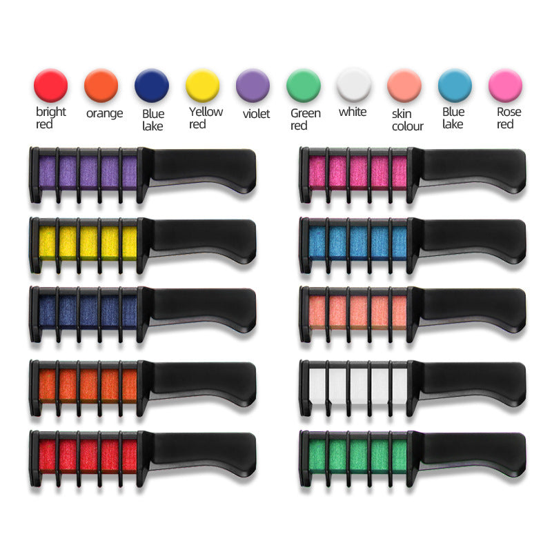 Kolocomb Temporary Hair Coloring Chalk Comb | Set of 10 Colors