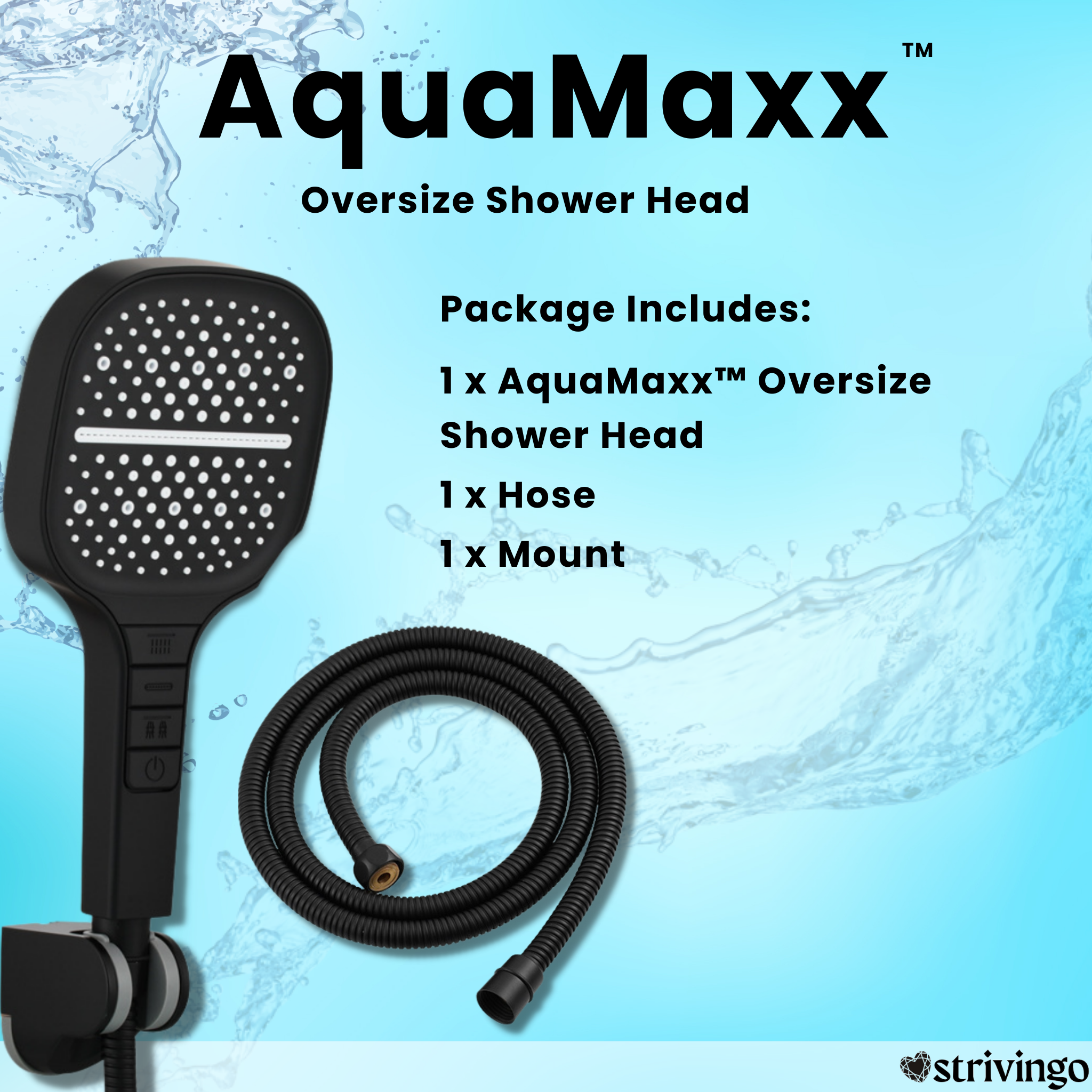 AquaMaxx™ Oversized 7 Modes Shower Head incl. Hose & Holder