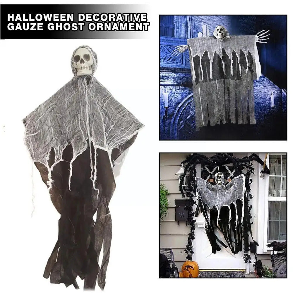 | Wraithskull Halloween Hanging Ghost Skull with Gauze