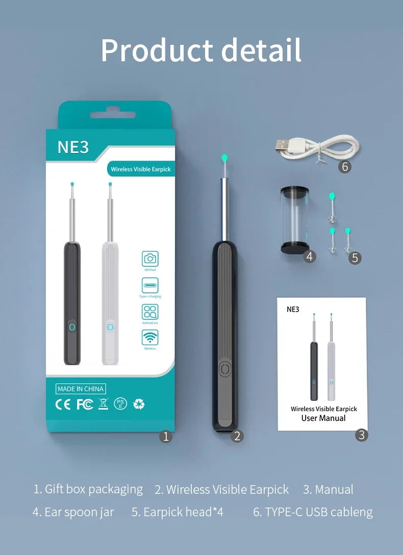 CleanEars™ - 360° wireless smart ear cleaner with camera for effortless ear cleaning