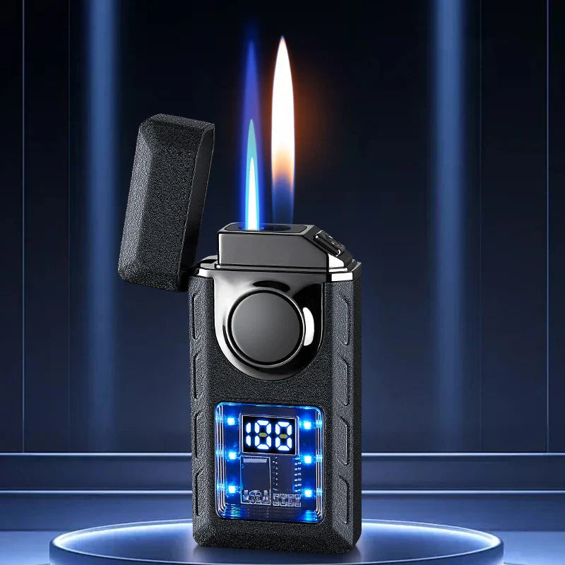 Doppelflammen-Feuerzeug™ Wiederaufladbar mit farbigen Lichtern