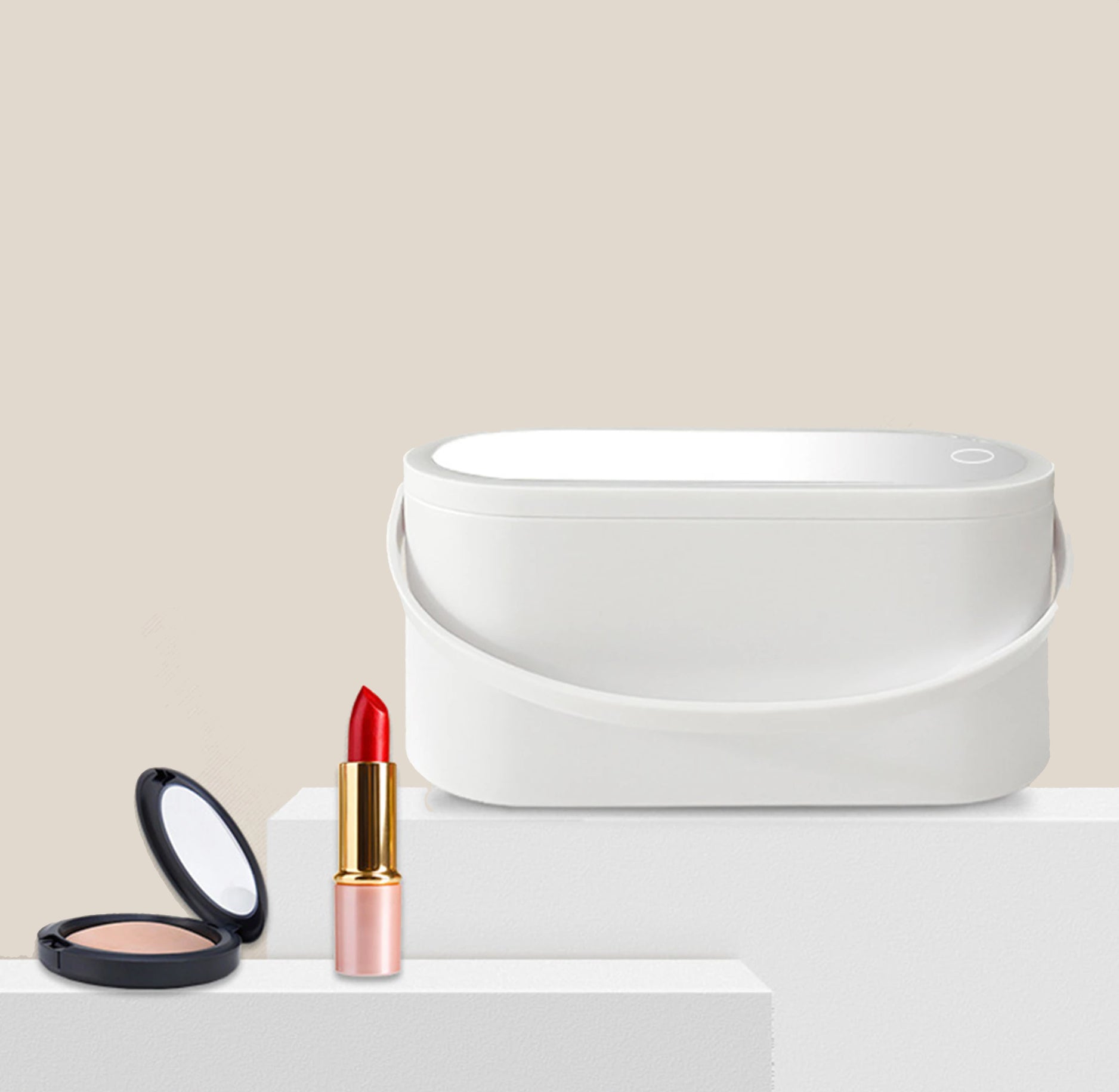 Portable Makeup Box with LED Lighted Mirror