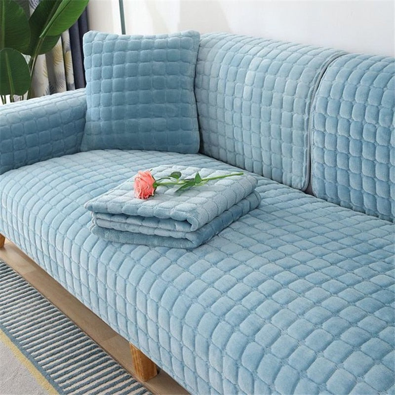 Plush anti-slip sofa cover