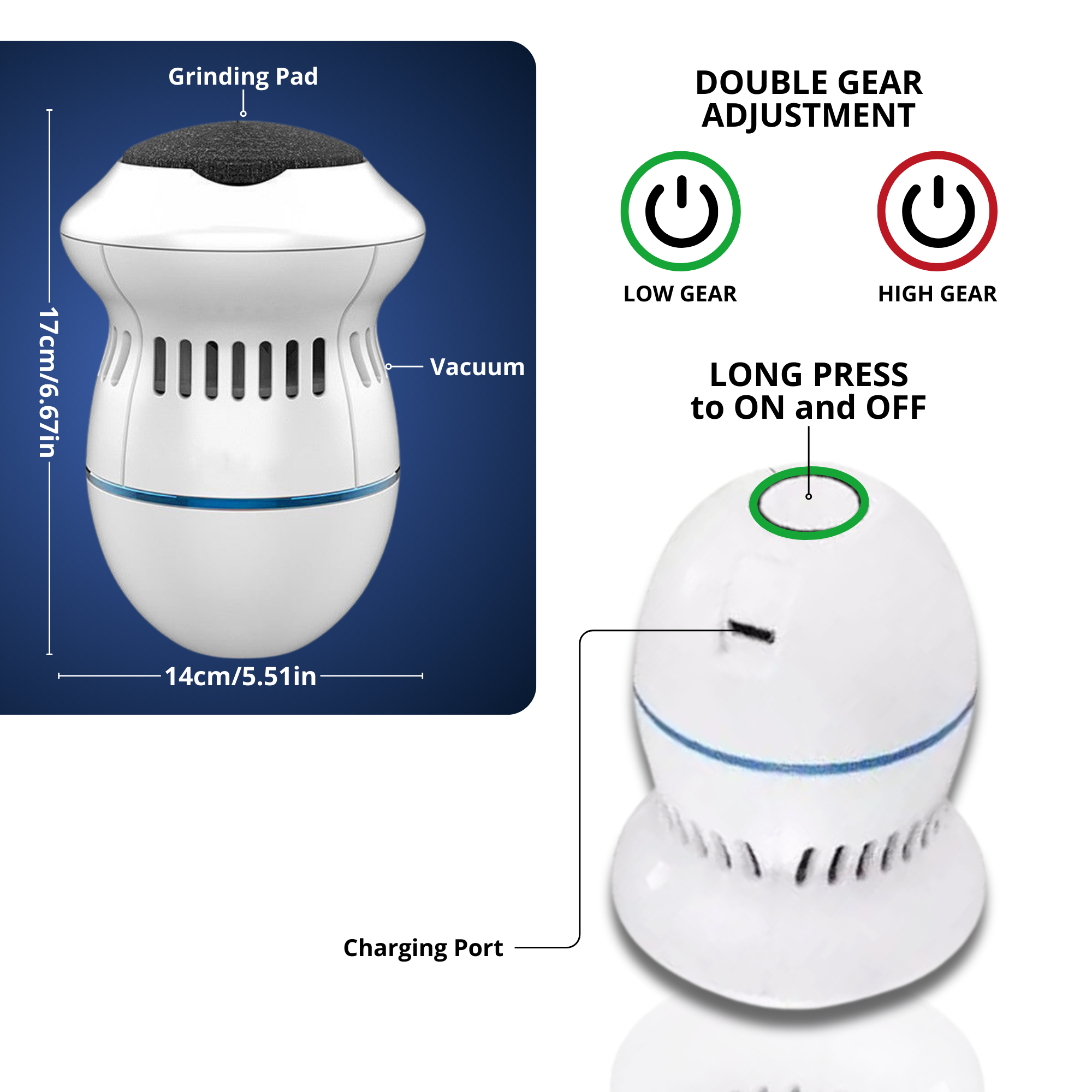 THIS WEEK ONLY | Elegrind™ Electric Foot Grinder with Vacuum | incl. 2 Grinder Heads