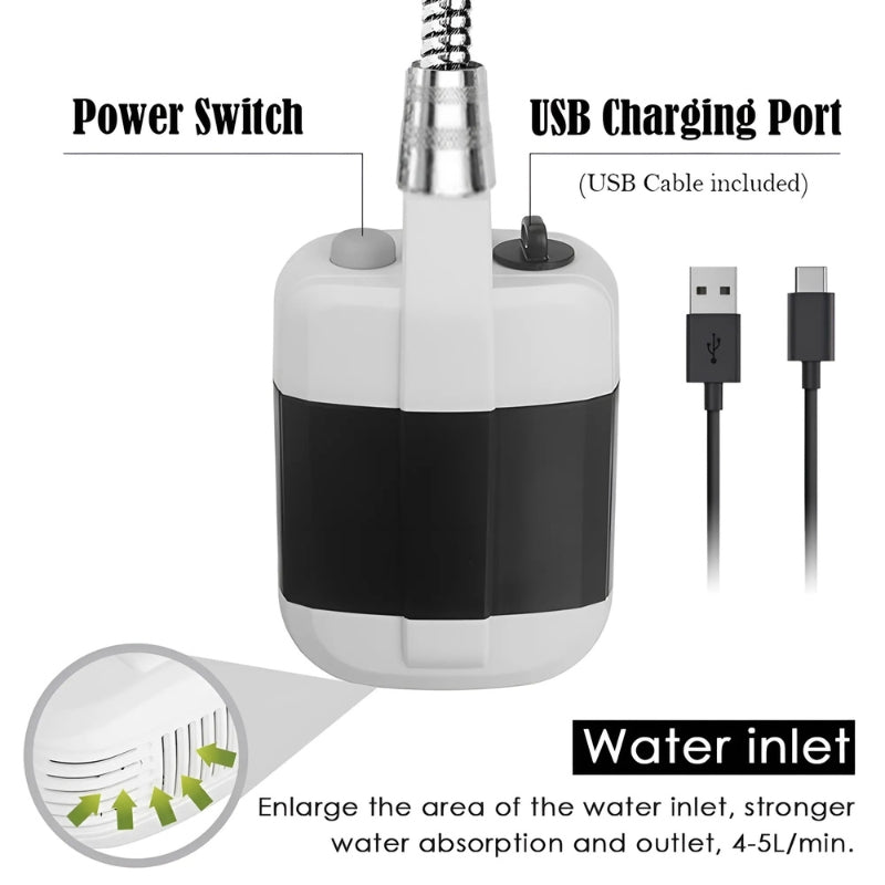 OutdoorShower™ - Portable camping shower set with USB charging station