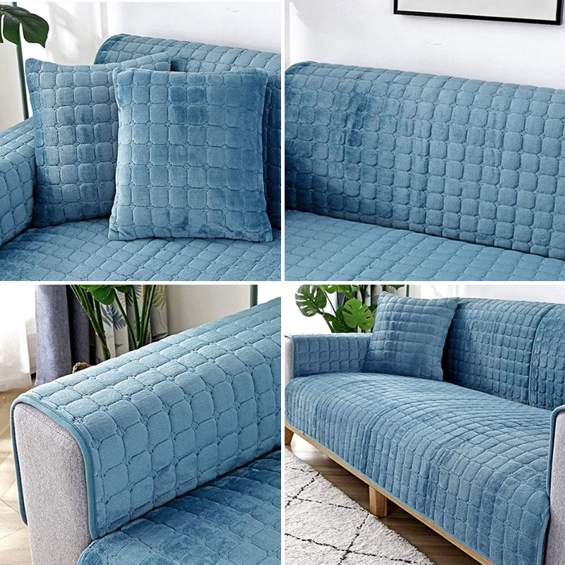 Plush anti-slip sofa cover