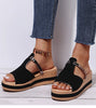 Lederina™ - Leather wedge sandals for women
