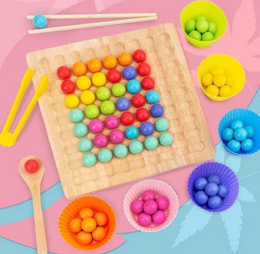 | Beadle Wooden Bead Board Game – Connect Four Style Strategy Game