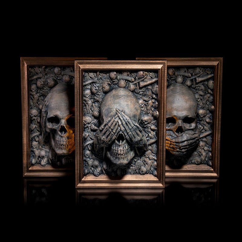 Framaskull 3D Halloween Three Wise Skulls Framed Picture