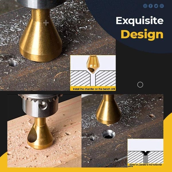 Drillzink™ Titanium Coated Countersink Chamfer Tool | Set of 4