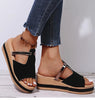 Lederina™ - Leather wedge sandals for women