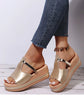 Lederina™ - Leather wedge sandals for women