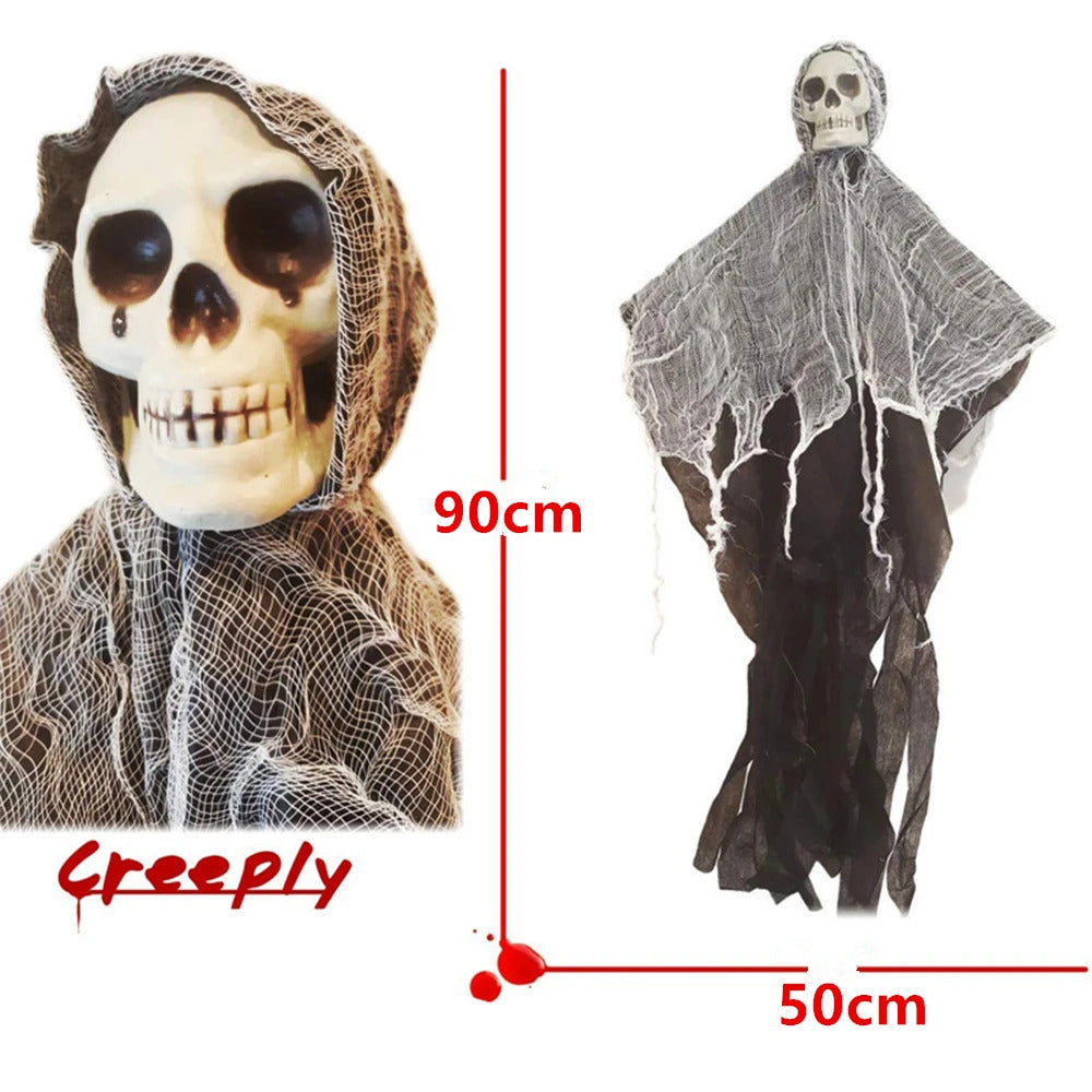 | Wraithskull Halloween Hanging Ghost Skull with Gauze