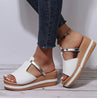 Lederina™ - Leather wedge sandals for women