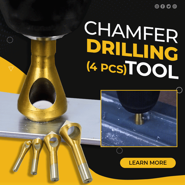 Drillzink™ Titanium Coated Countersink Chamfer Tool | Set of 4