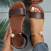 Fonio™ - Faux Pearl Metal Ankle Strap Slip On Sandals [Last Day Off]