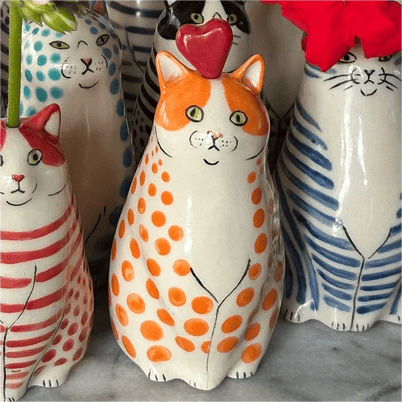 BUY 1 GET 1 FREE - Cattique Polka Dot Cat Vase