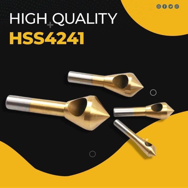 Drillzink™ Titanium Coated Countersink Chamfer Tool | Set of 4