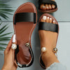 Fonio™ - Faux Pearl Metal Ankle Strap Slip On Sandals [Last Day Off]