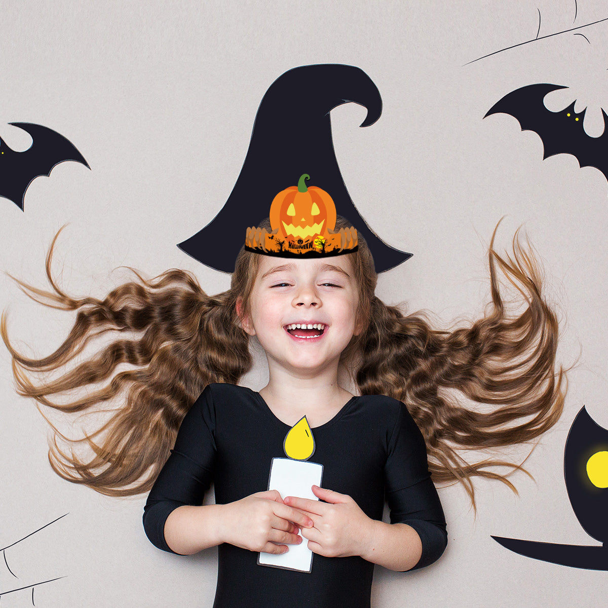 Hattaween 6pc Halloween Paper Hats or Headband Set