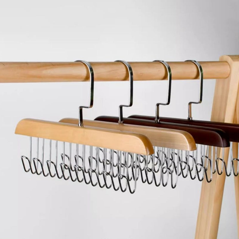 Multihang Deluxe Solid Wood Anti-Clutter Hangers | Set of 5