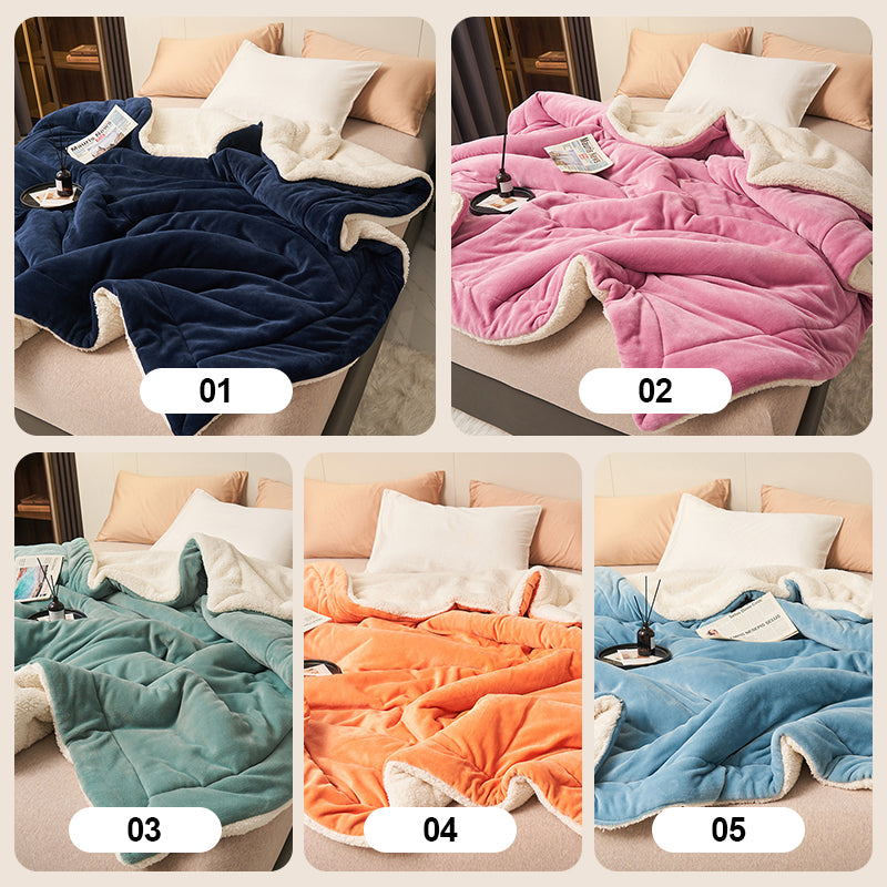 Double-layered, thickened plush lambswool blanket