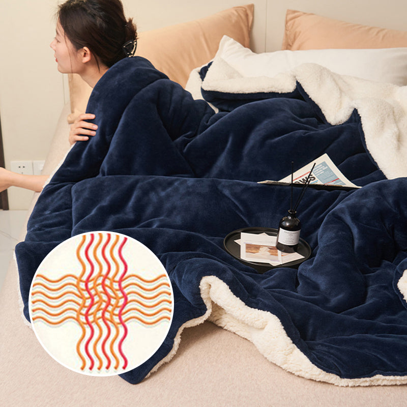Double-layered, thickened plush lambswool blanket