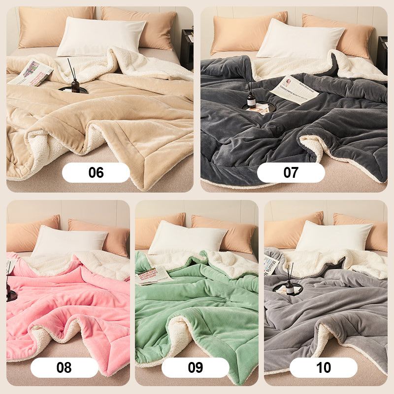 Double-layered, thickened plush lambswool blanket